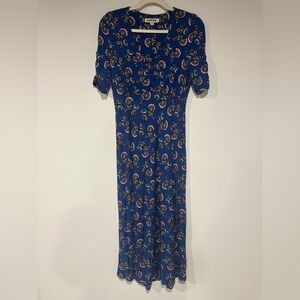 Boden Rebecca Tea Jersey Dress Size 10 Blue Sail Botanical